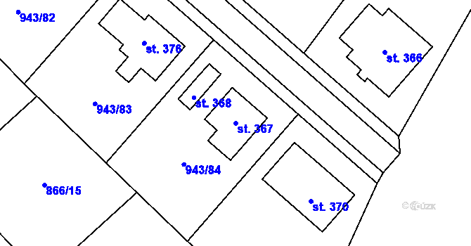 Parcela st. 367 v KÚ Nížkov, Katastrální mapa
