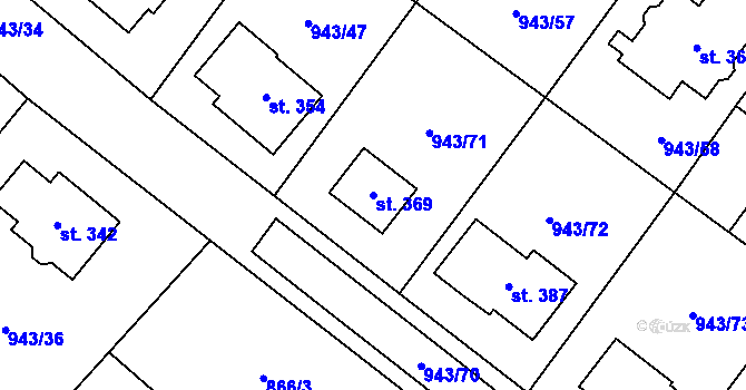 Parcela st. 369 v KÚ Nížkov, Katastrální mapa