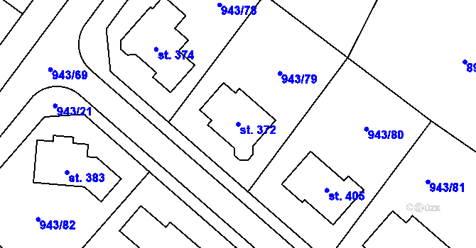 Parcela st. 372 v KÚ Nížkov, Katastrální mapa