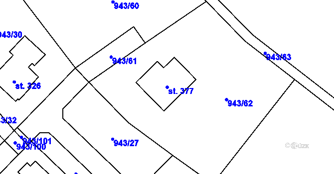 Parcela st. 377 v KÚ Nížkov, Katastrální mapa