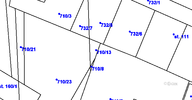 Parcela st. 710/13 v KÚ Nížkov, Katastrální mapa