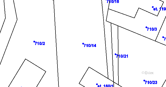 Parcela st. 710/14 v KÚ Nížkov, Katastrální mapa