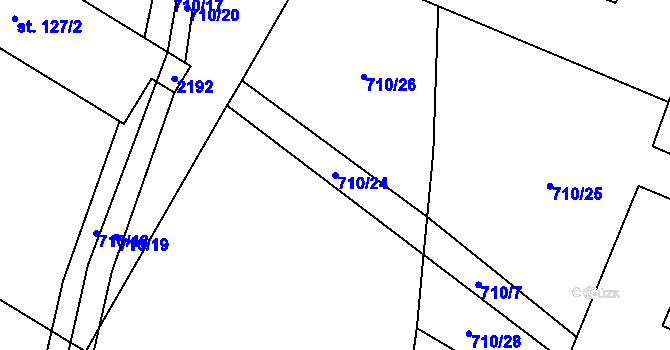 Parcela st. 710/24 v KÚ Nížkov, Katastrální mapa