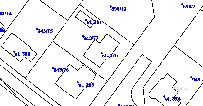 Parcela st. 375 v KÚ Nížkov, Katastrální mapa