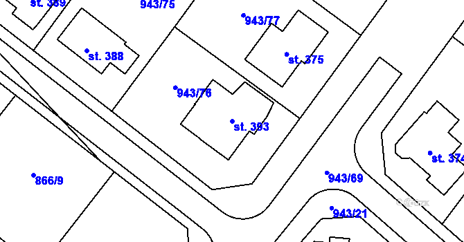 Parcela st. 393 v KÚ Nížkov, Katastrální mapa