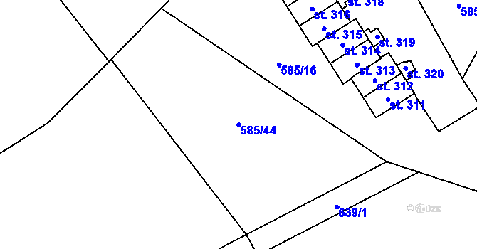 Parcela st. 585/44 v KÚ Nížkov, Katastrální mapa