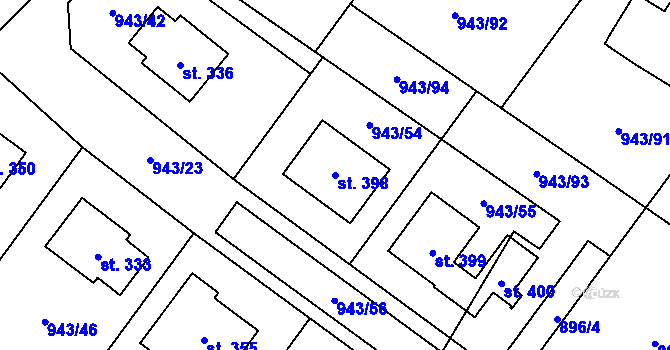 Parcela st. 398 v KÚ Nížkov, Katastrální mapa
