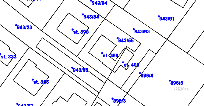 Parcela st. 399 v KÚ Nížkov, Katastrální mapa