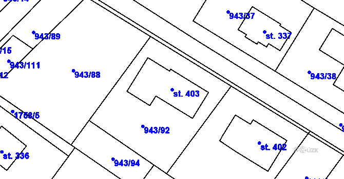 Parcela st. 403 v KÚ Nížkov, Katastrální mapa