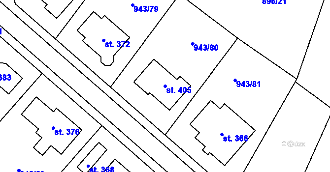 Parcela st. 405 v KÚ Nížkov, Katastrální mapa