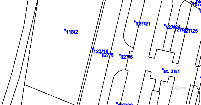 Parcela st. 127/5 v KÚ Špinov, Katastrální mapa