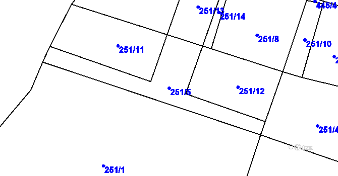 Parcela st. 251/5 v KÚ Špinov, Katastrální mapa