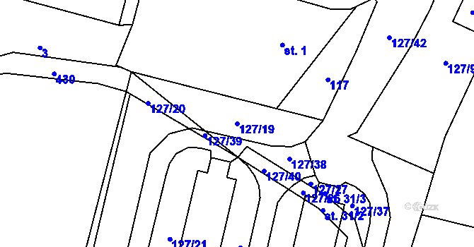 Parcela st. 127/19 v KÚ Špinov, Katastrální mapa