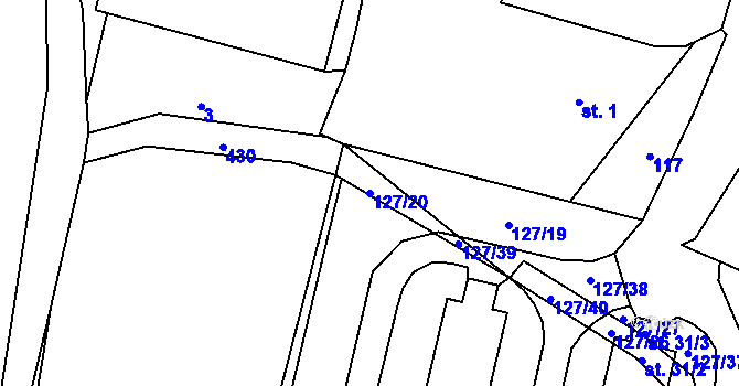 Parcela st. 127/20 v KÚ Špinov, Katastrální mapa