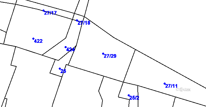 Parcela st. 27/29 v KÚ Špinov, Katastrální mapa