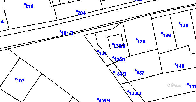 Parcela st. 134 v KÚ Heršpice, Katastrální mapa