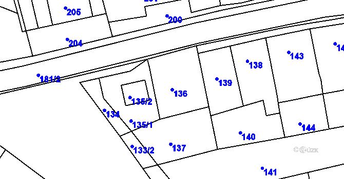 Parcela st. 136 v KÚ Heršpice, Katastrální mapa