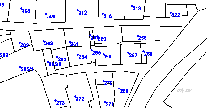 Parcela st. 266 v KÚ Heršpice, Katastrální mapa