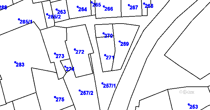 Parcela st. 271 v KÚ Heršpice, Katastrální mapa