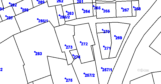 Parcela st. 272 v KÚ Heršpice, Katastrální mapa