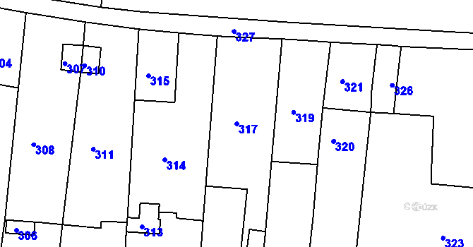 Parcela st. 317 v KÚ Heršpice, Katastrální mapa