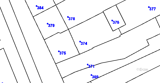 Parcela st. 374 v KÚ Heršpice, Katastrální mapa