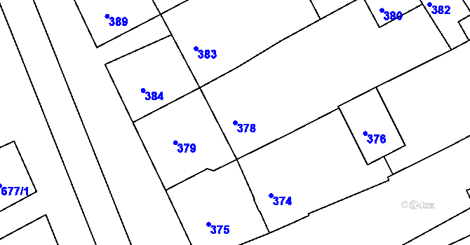 Parcela st. 378 v KÚ Heršpice, Katastrální mapa