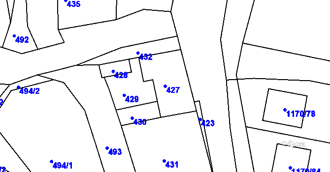 Parcela st. 427 v KÚ Heršpice, Katastrální mapa