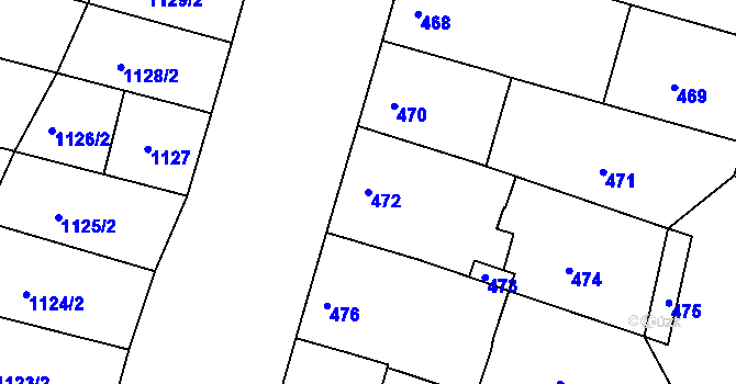 Parcela st. 472 v KÚ Heršpice, Katastrální mapa