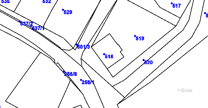 Parcela st. 518 v KÚ Heršpice, Katastrální mapa