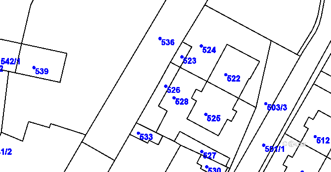 Parcela st. 526 v KÚ Heršpice, Katastrální mapa