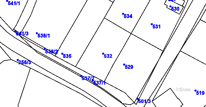 Parcela st. 532 v KÚ Heršpice, Katastrální mapa