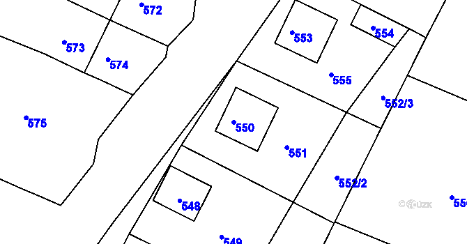 Parcela st. 550 v KÚ Heršpice, Katastrální mapa