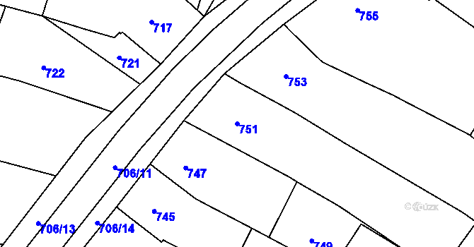 Parcela st. 751 v KÚ Heršpice, Katastrální mapa