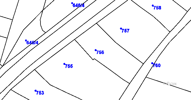 Parcela st. 756 v KÚ Heršpice, Katastrální mapa