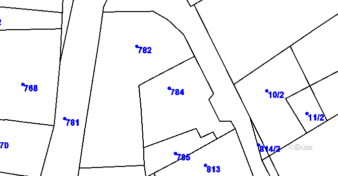Parcela st. 784 v KÚ Heršpice, Katastrální mapa