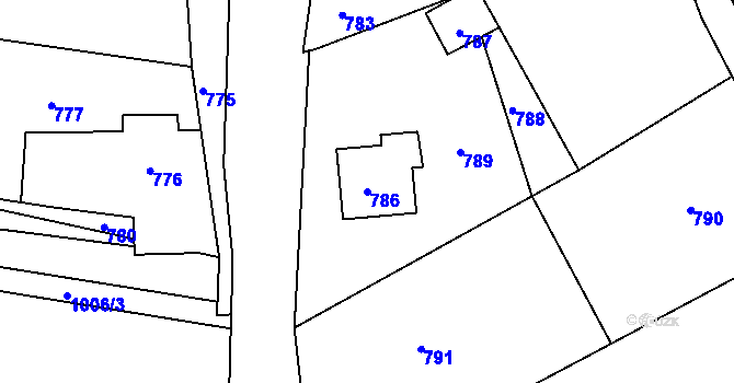 Parcela st. 786 v KÚ Heršpice, Katastrální mapa