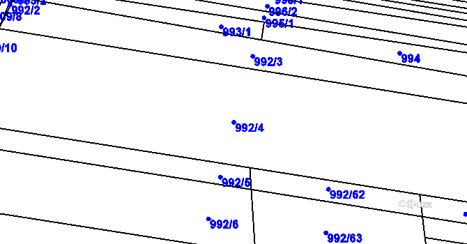 Parcela st. 992/4 v KÚ Heršpice, Katastrální mapa