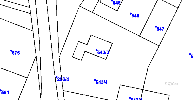 Parcela st. 543/3 v KÚ Heršpice, Katastrální mapa