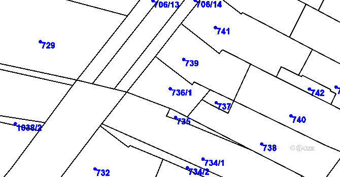 Parcela st. 736/1 v KÚ Heršpice, Katastrální mapa