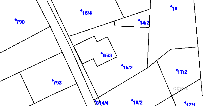 Parcela st. 15/3 v KÚ Heršpice, Katastrální mapa