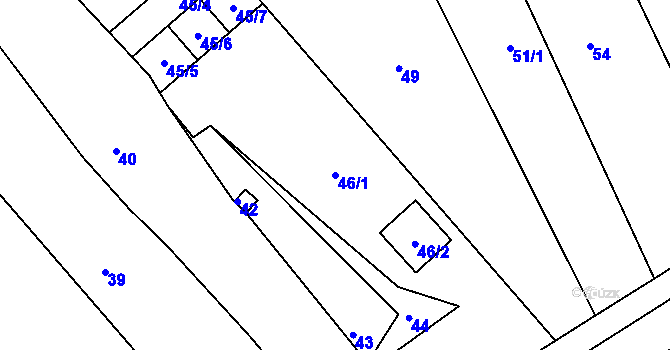 Parcela st. 46/1 v KÚ Heršpice, Katastrální mapa