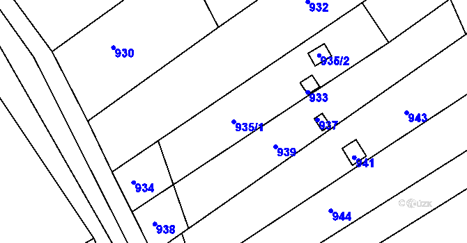 Parcela st. 935/1 v KÚ Heršpice, Katastrální mapa