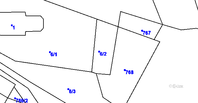 Parcela st. 6/2 v KÚ Nížkovice, Katastrální mapa