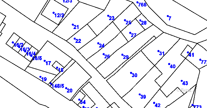 Parcela st. 26 v KÚ Nížkovice, Katastrální mapa