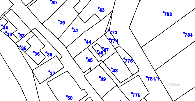 Parcela st. 46 v KÚ Nížkovice, Katastrální mapa