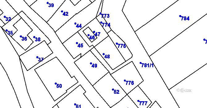 Parcela st. 48 v KÚ Nížkovice, Katastrální mapa