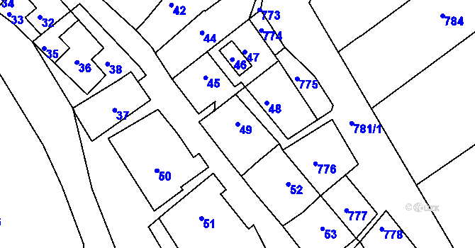 Parcela st. 49 v KÚ Nížkovice, Katastrální mapa