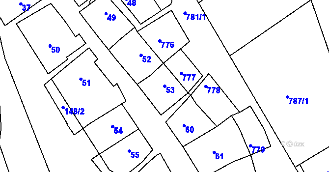 Parcela st. 53 v KÚ Nížkovice, Katastrální mapa