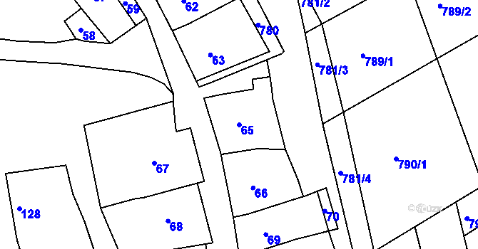 Parcela st. 65 v KÚ Nížkovice, Katastrální mapa